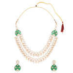 Gold Plated Kundan Studded & Pearls Beaded Jewellery Set