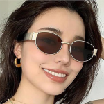 Women Round Sunglasses with UV Protected Lens Brown-Brown